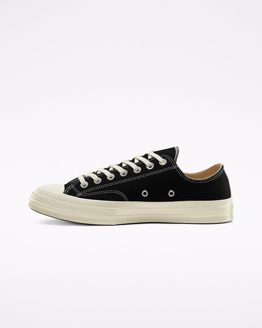 Women's Converse x Comme des Garçons PLAY Chuck 70 Low Top Shoes Black / White / Red | AU E16C9J